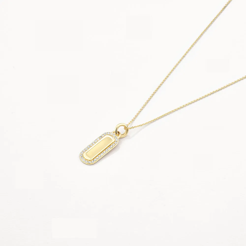 Diamond Engravable Bar Necklace in 10k Gold