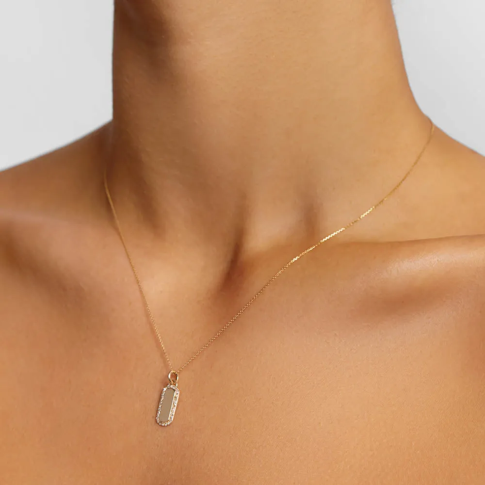 Diamond Engravable Bar Necklace in 10k Gold