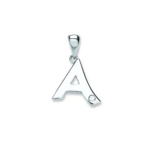 Diamond Initial A Pendant Necklace 0.01ct H-SI in 9K White Gold