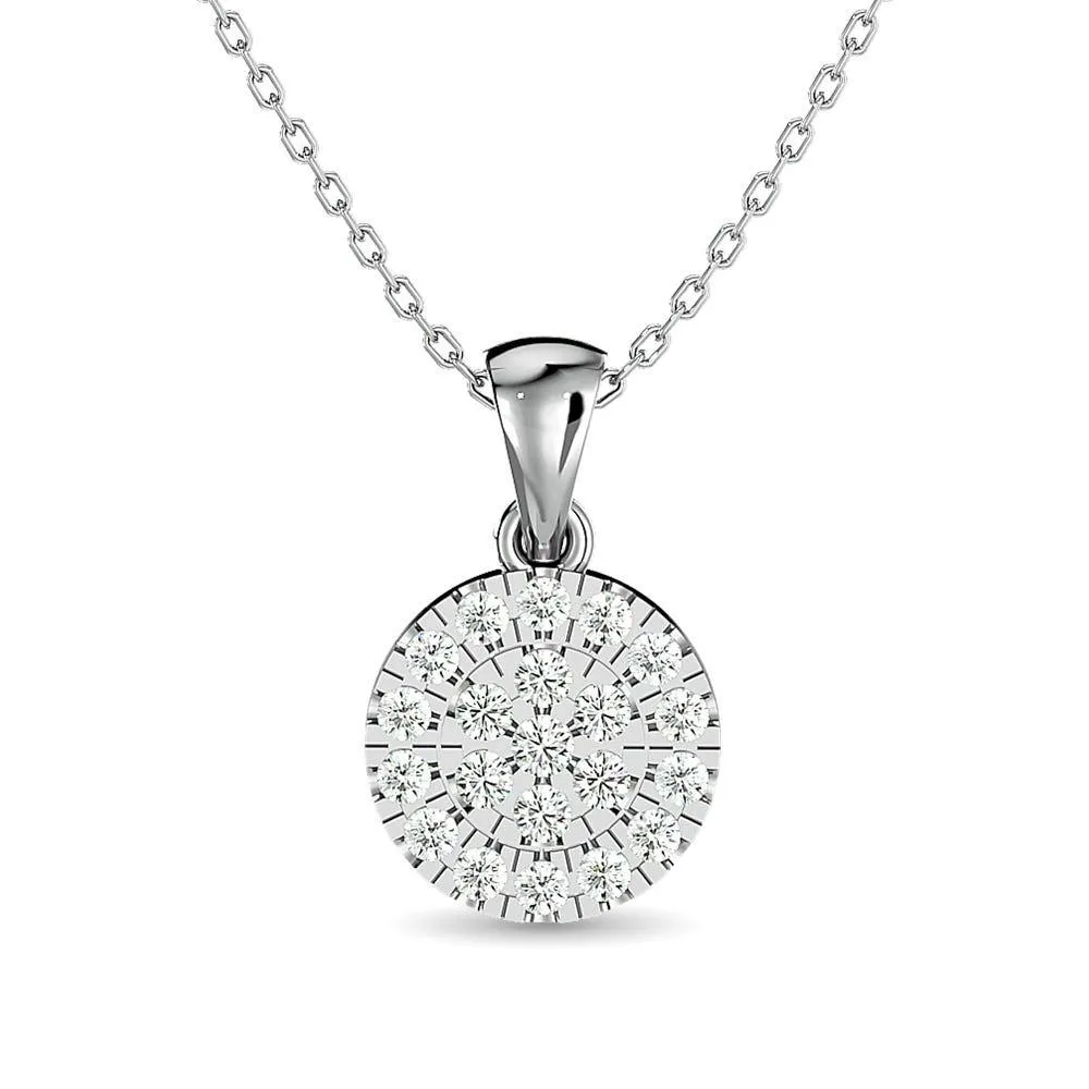 Diamond Round Shape Pendant 1/5 ct tw in 10K White Gold