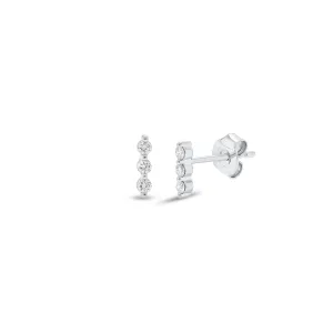 Diamond Trio Bar Stud Earrings