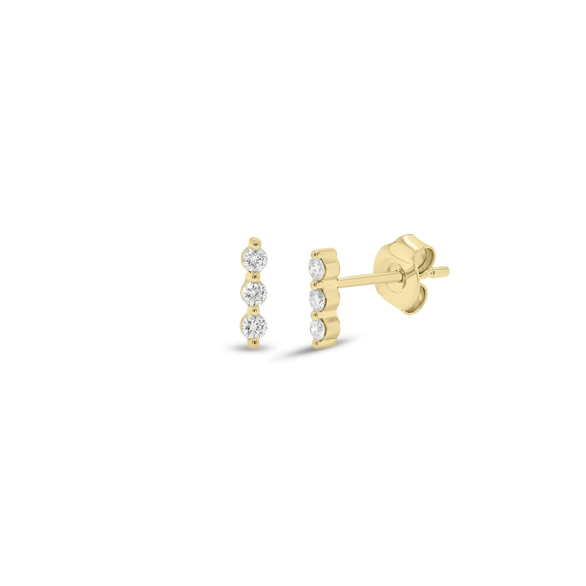 Diamond Trio Bar Stud Earrings