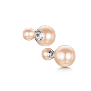 Dianna Double Ball Earrings - Blush/Rhodium