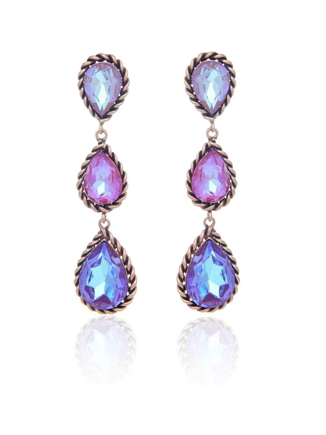 Drop 3 Tiered Earrings Purple