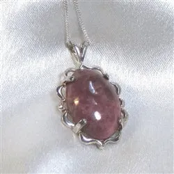 Dusty Rose Gemstone Rhodonite Pendant Necklace