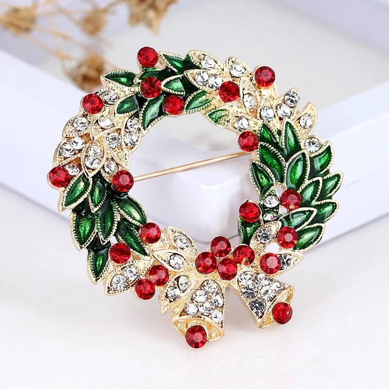 Elegant Luxurious Pin Wreath Alloy Plating Inlay Rhinestones Unisex Brooches