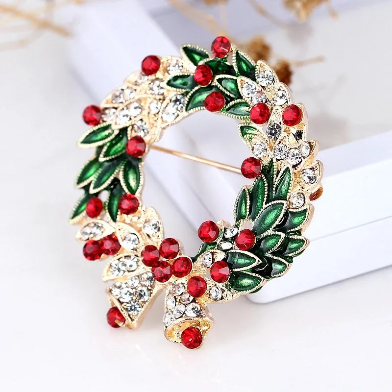 Elegant Luxurious Pin Wreath Alloy Plating Inlay Rhinestones Unisex Brooches