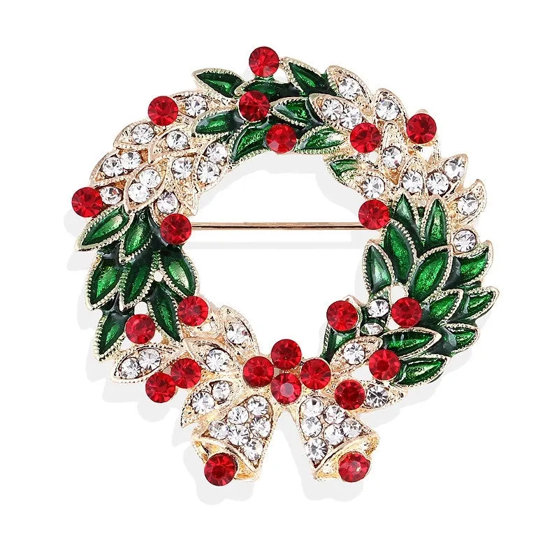 Elegant Luxurious Pin Wreath Alloy Plating Inlay Rhinestones Unisex Brooches