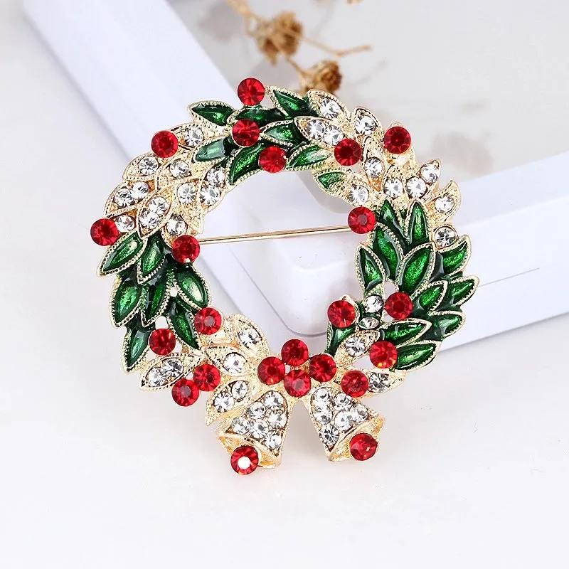 Elegant Luxurious Pin Wreath Alloy Plating Inlay Rhinestones Unisex Brooches