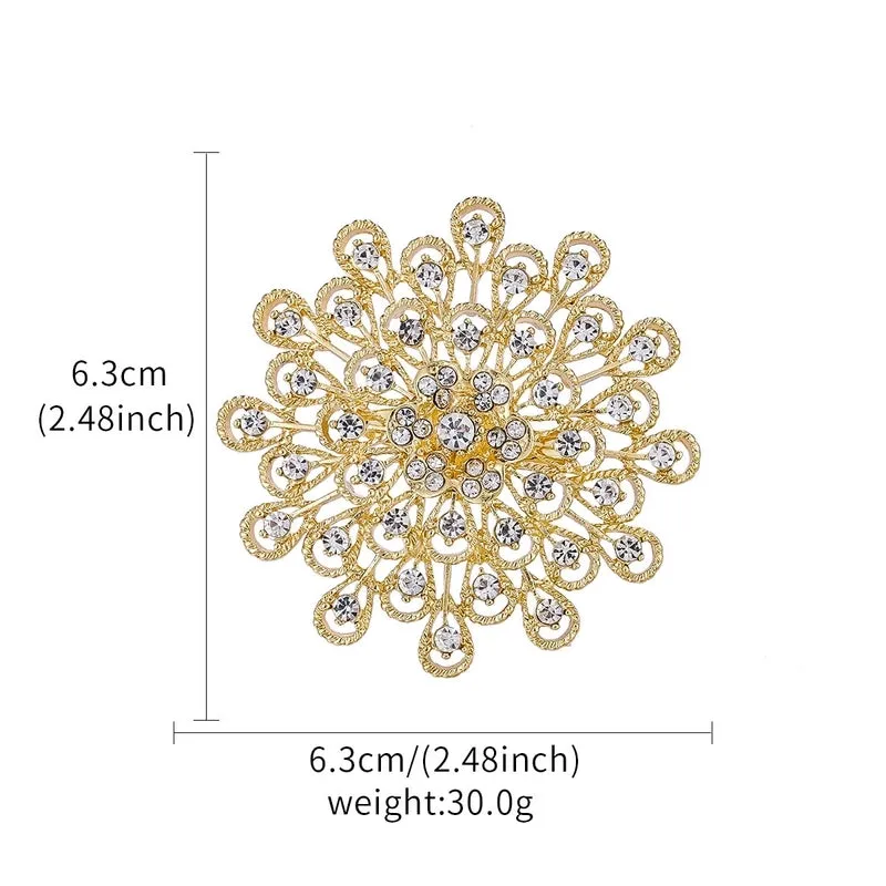 Elegant Pin Flower Alloy Inlay Zircon Women's Brooches