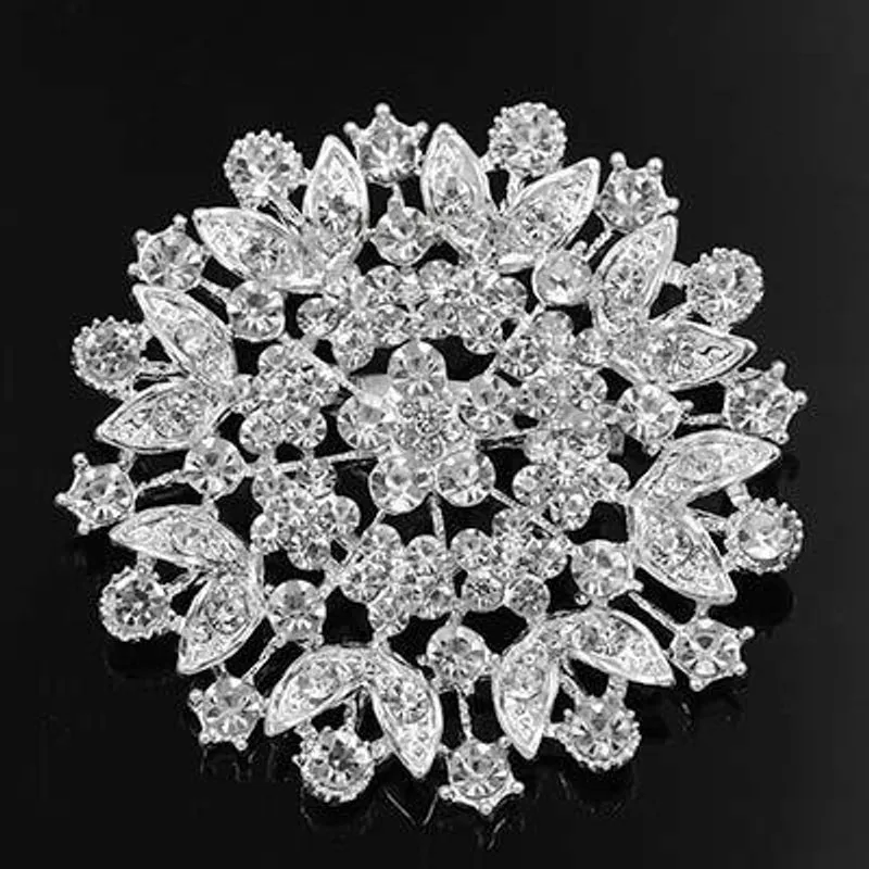 Elegant Pin Flower Alloy Inlay Zircon Women's Brooches