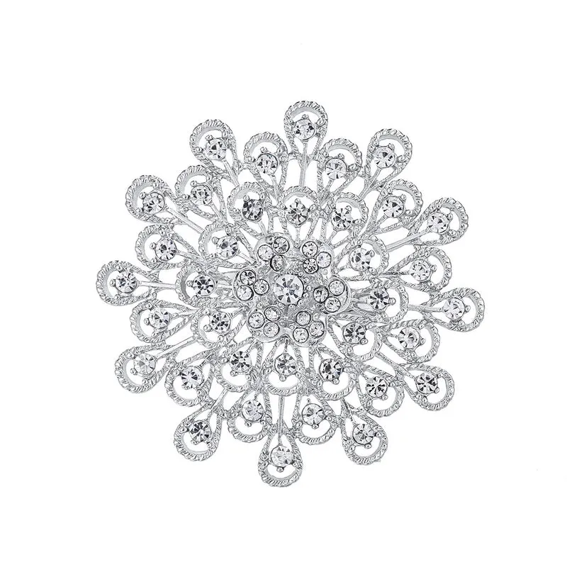 Elegant Pin Flower Alloy Inlay Zircon Women's Brooches