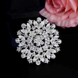 Elegant Pin Flower Alloy Inlay Zircon Women's Brooches