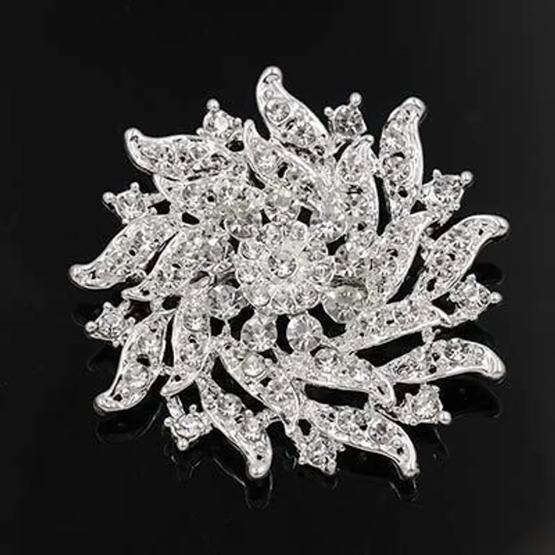 Elegant Pin Flower Alloy Inlay Zircon Women's Brooches