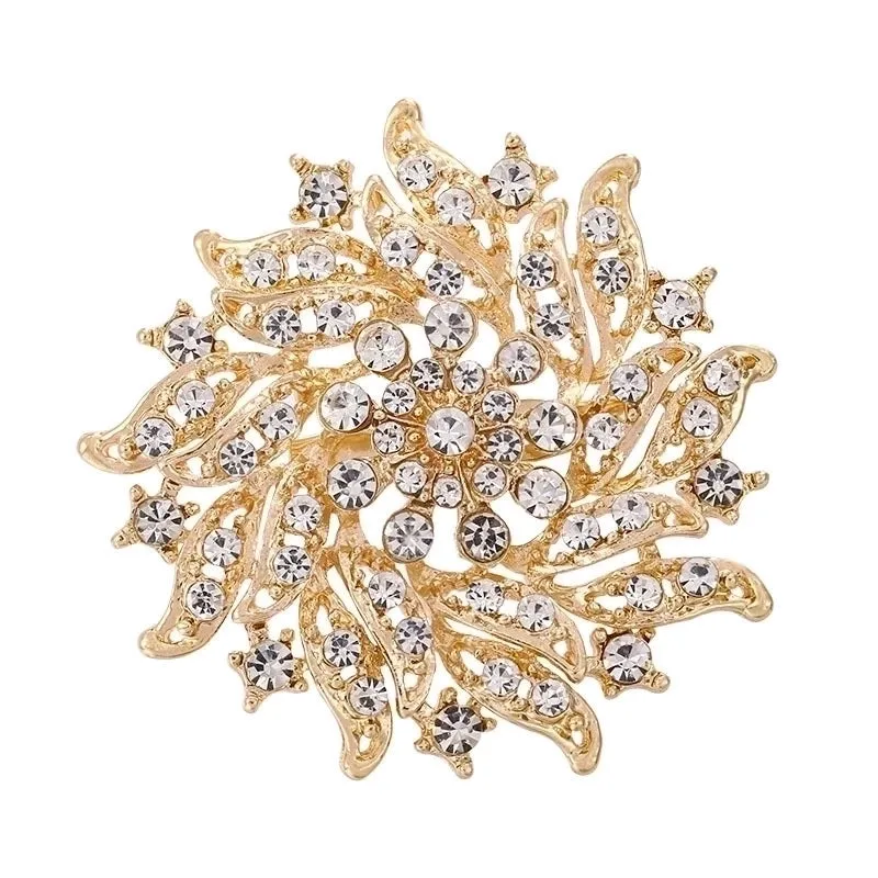 Elegant Pin Flower Alloy Inlay Zircon Women's Brooches