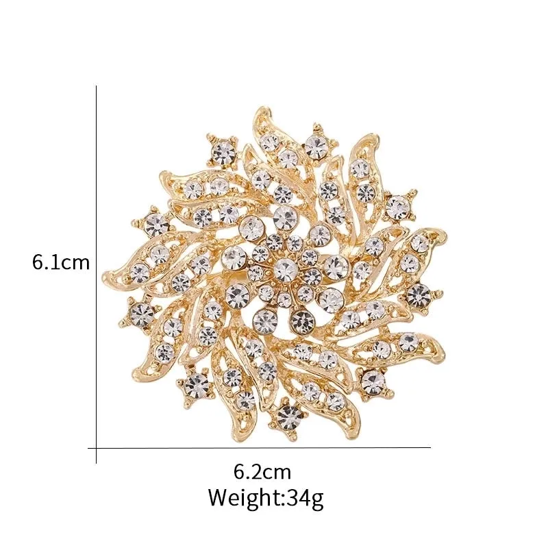 Elegant Pin Flower Alloy Inlay Zircon Women's Brooches