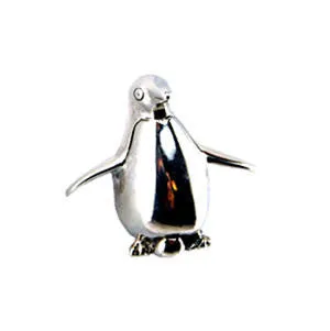 Elegant Sterling Silver Penguin On Egg Brooch (3/4" Tall)