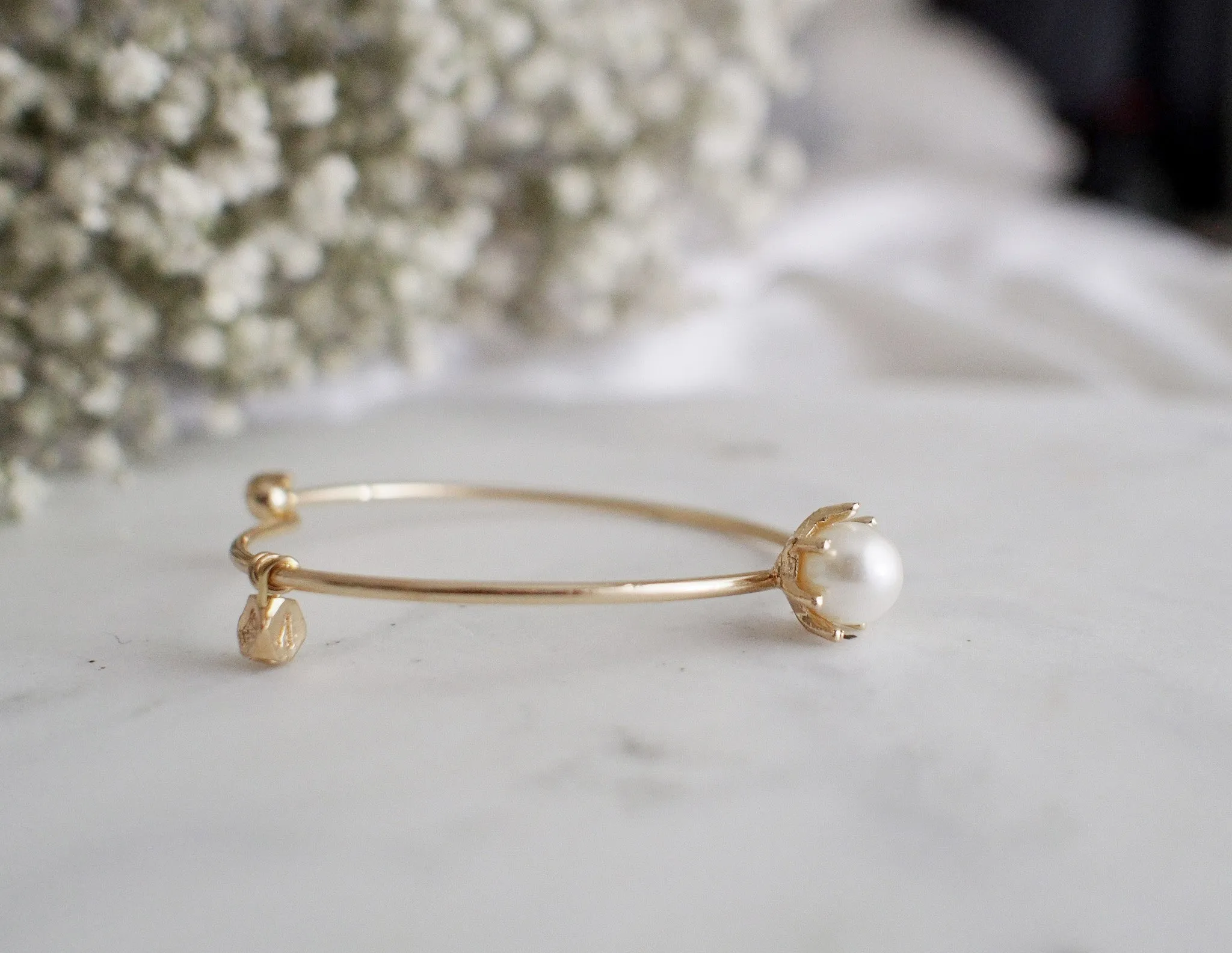 Elena Pearl Claw Gold Cuff Bracelet