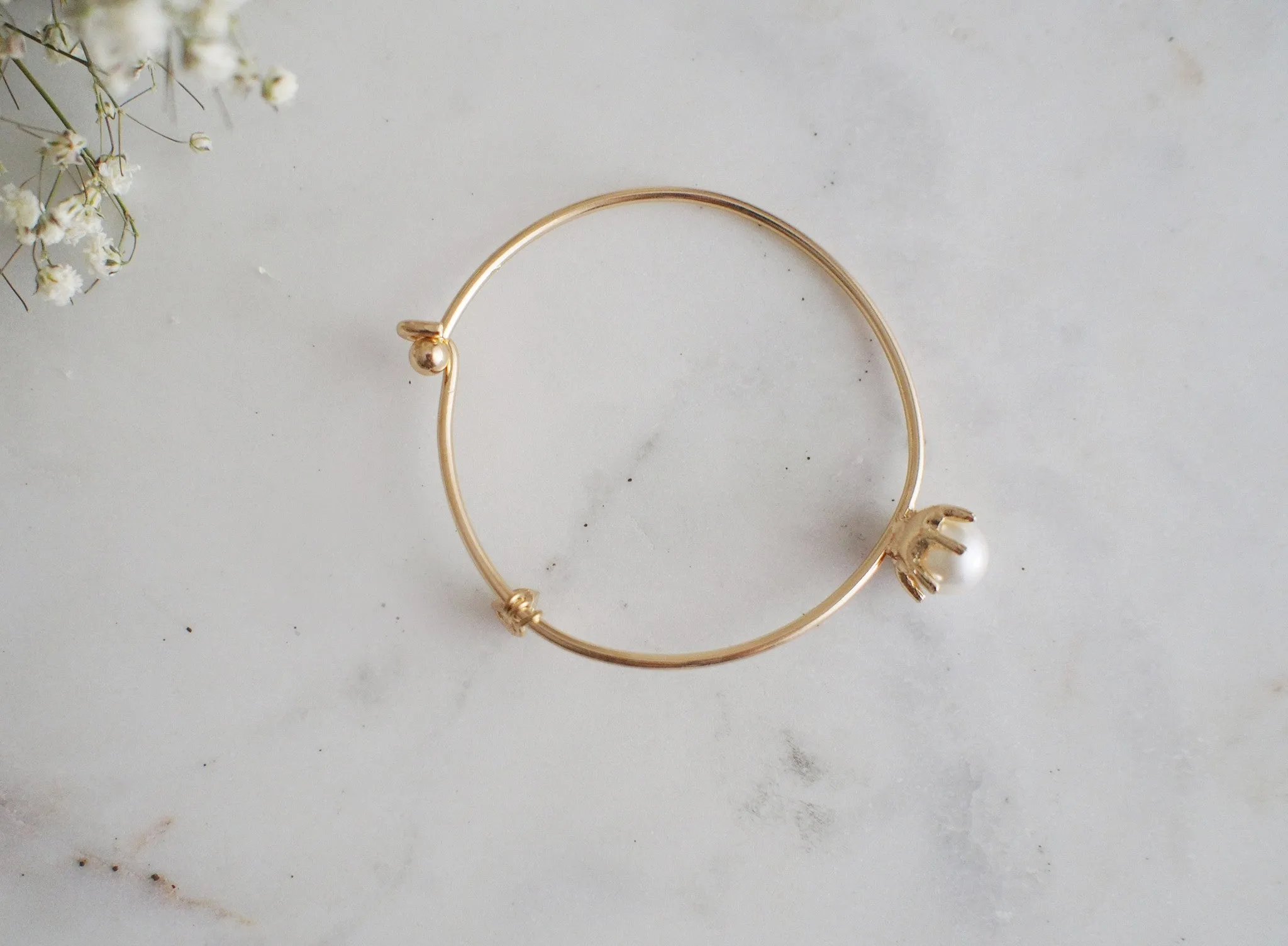 Elena Pearl Claw Gold Cuff Bracelet