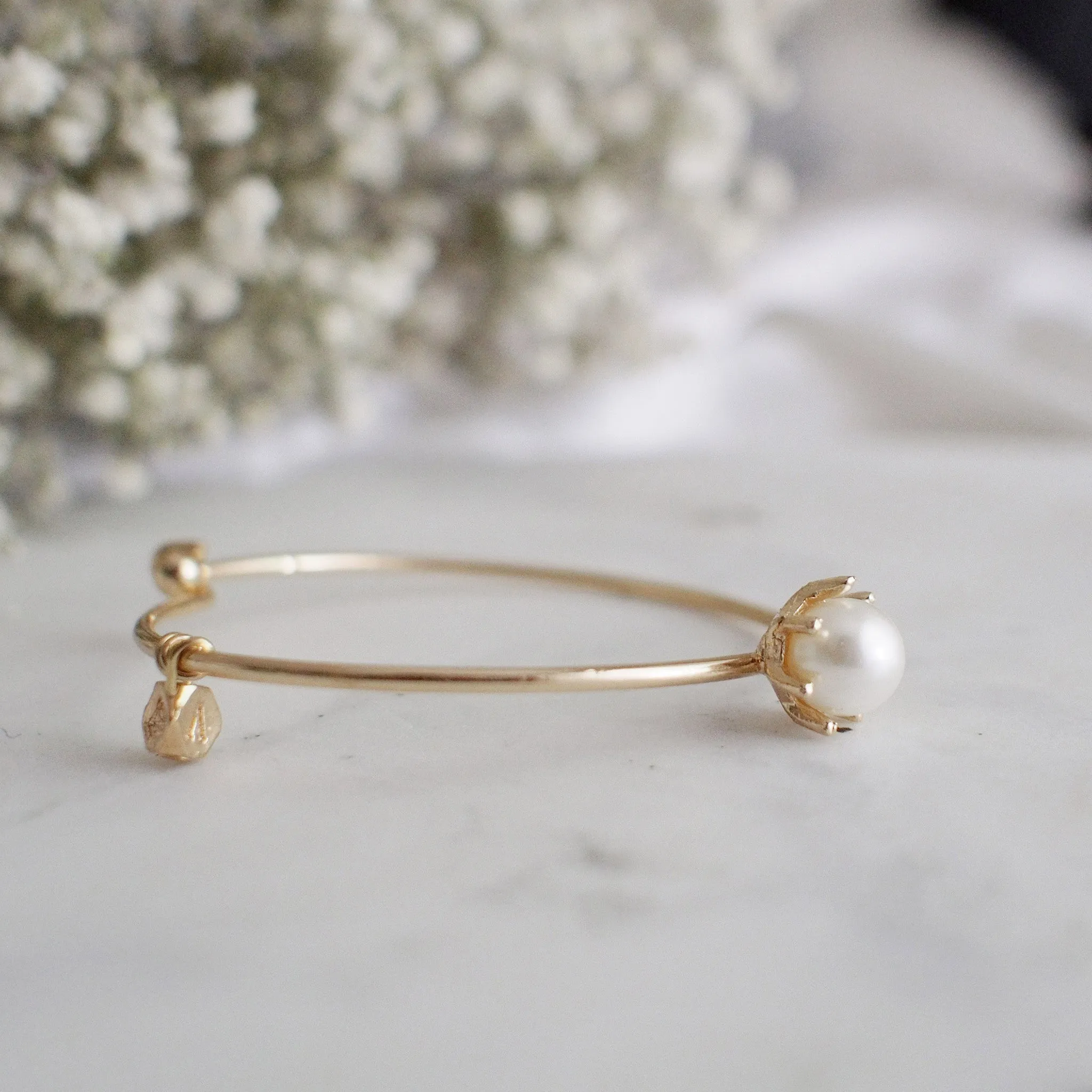 Elena Pearl Claw Gold Cuff Bracelet