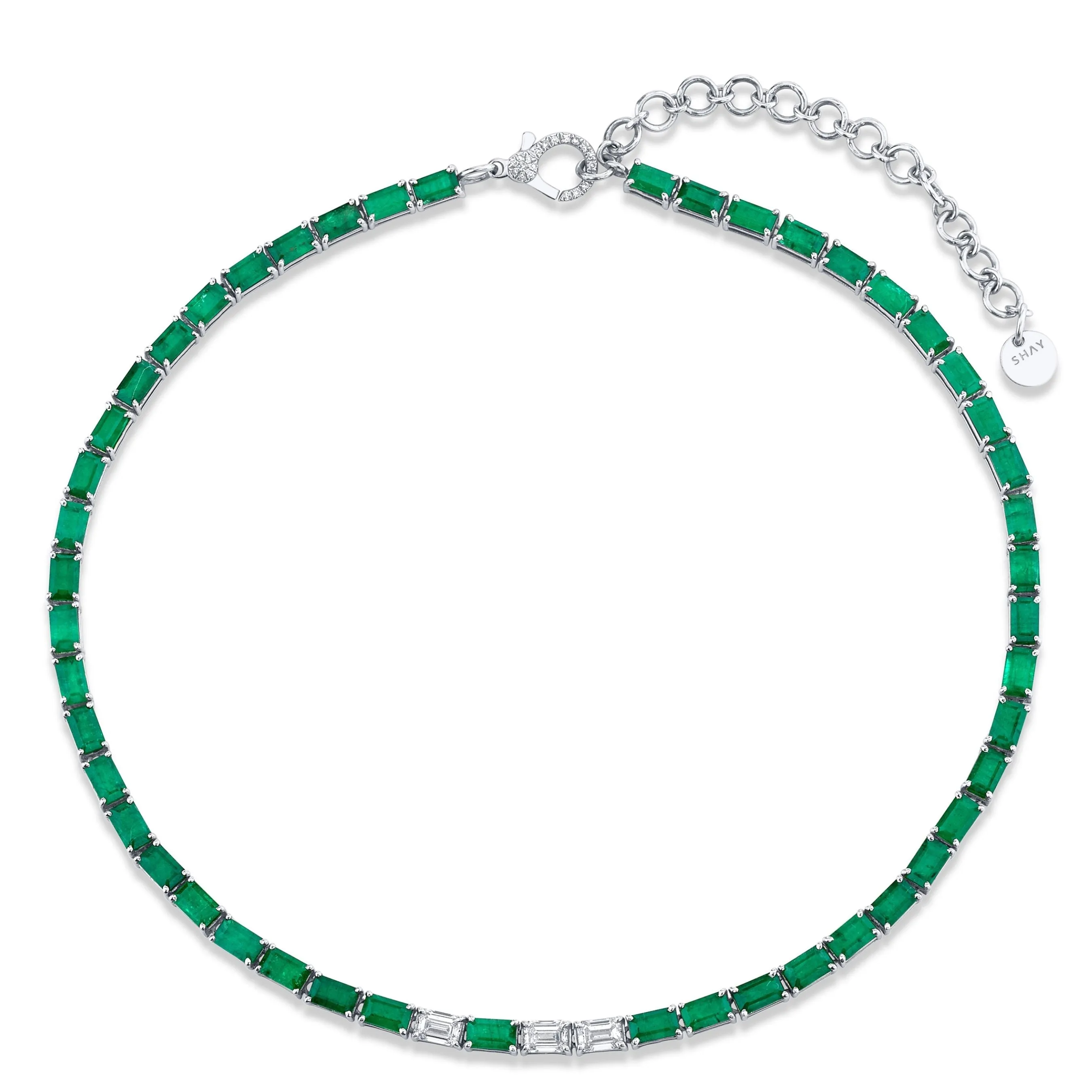 EMERALD & DIAMOND TENNIS NECKLACE