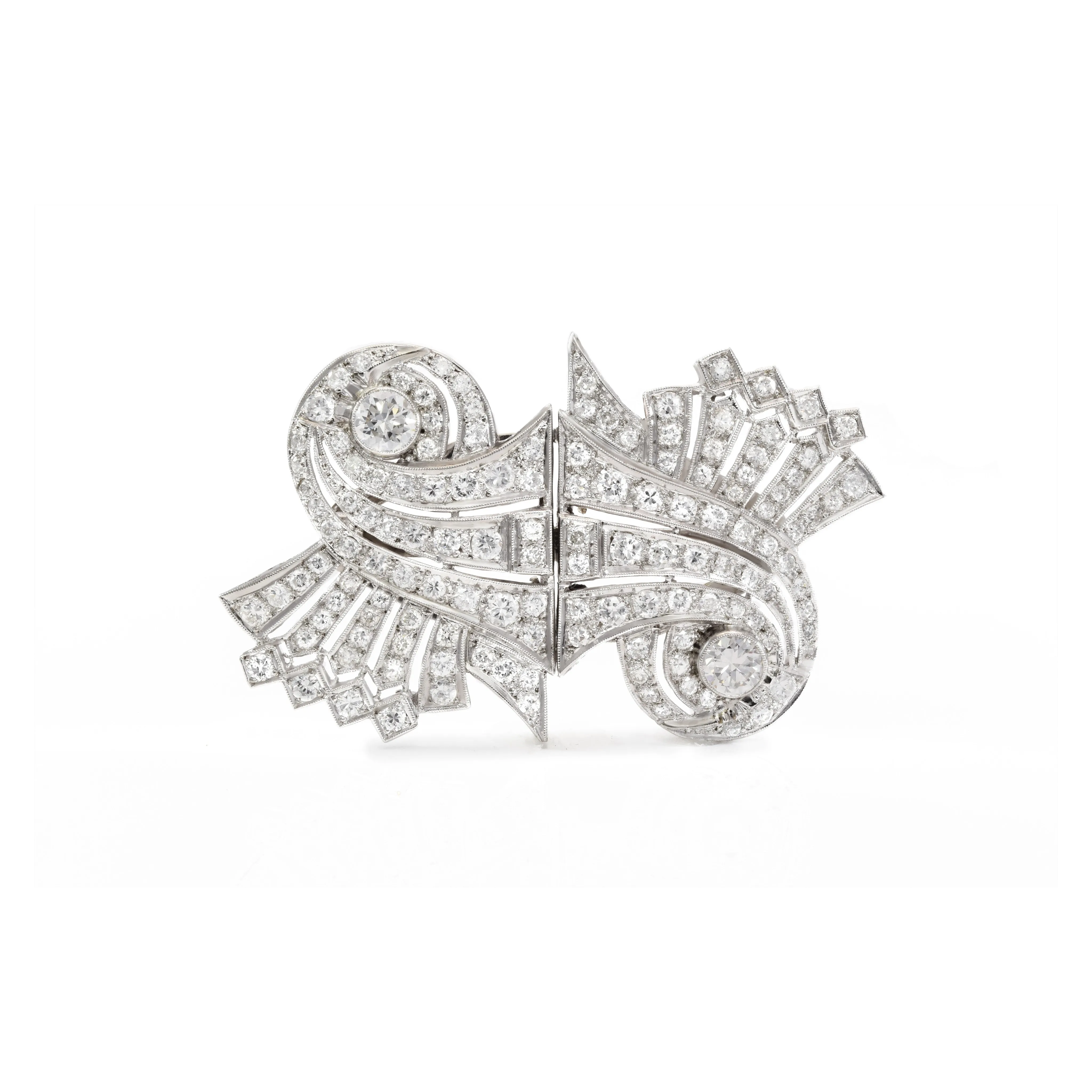 Estate 1920s Platinum Diamond Pin/Lapel Clips