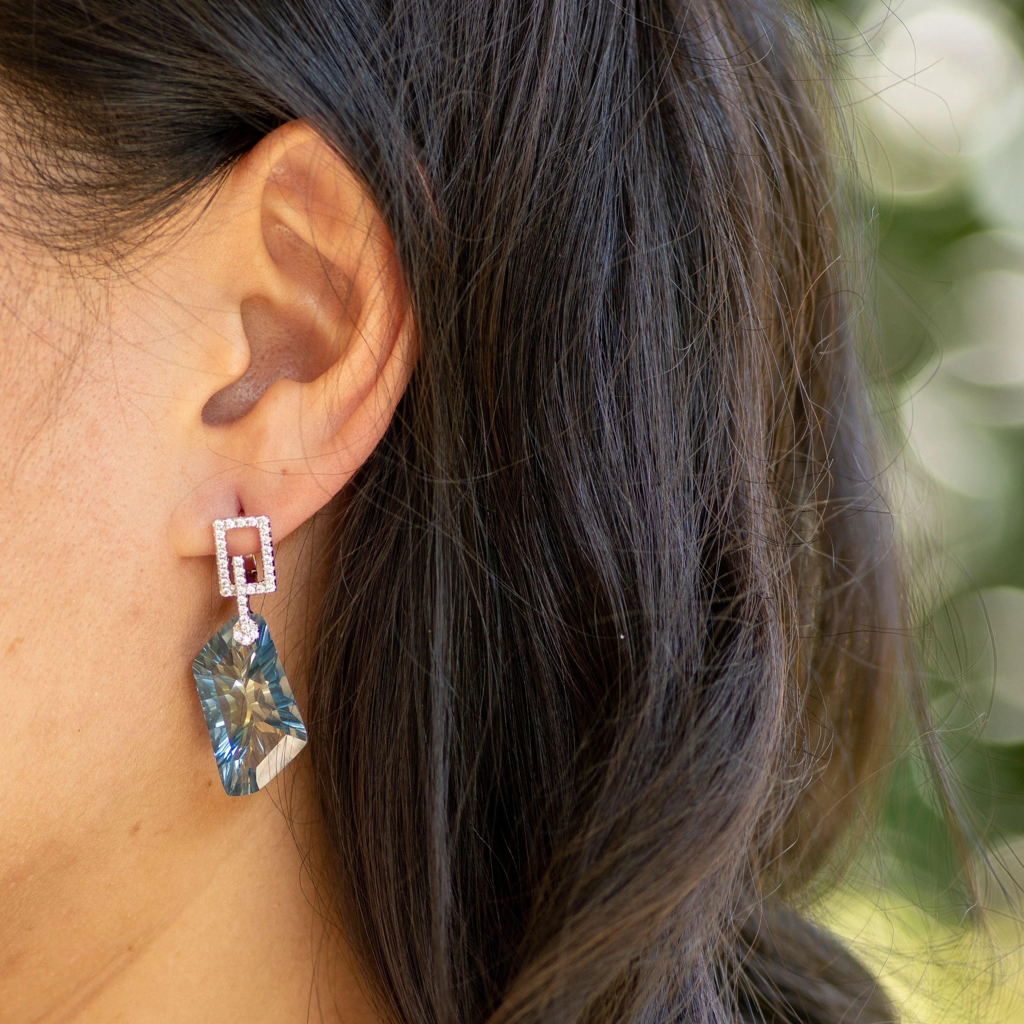 Everest Green Quartz Earrings in Sterling Silver