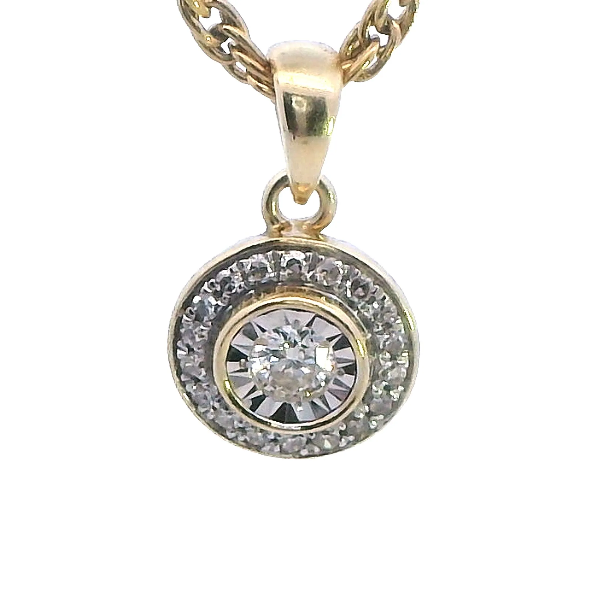 Exquisite Dual-Tone Gold Diamond Pendant - A Touch of Elegance