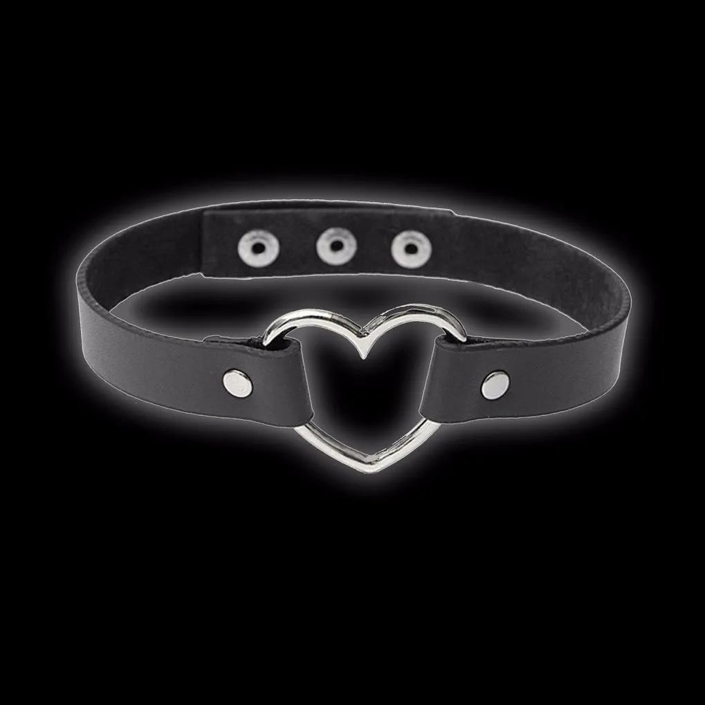 Faux Leather Heart Breaker Choker