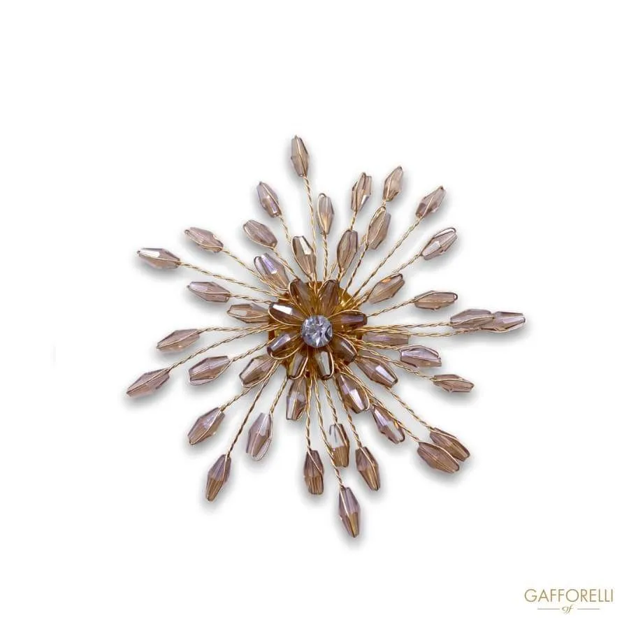 Flower Explosion Brooch with Iron Wire, Beads and Central Swarovski A445 - Gafforelli Srl