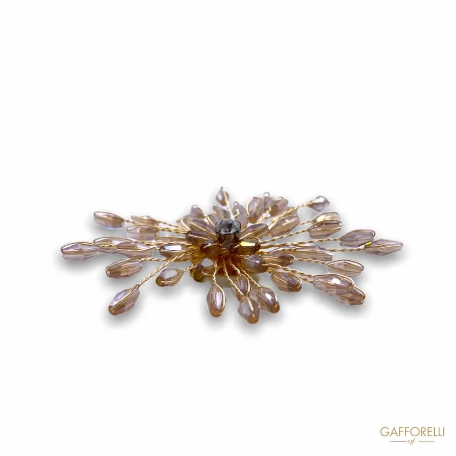 Flower Explosion Brooch with Iron Wire, Beads and Central Swarovski A445 - Gafforelli Srl