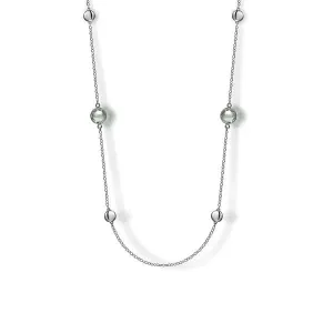 Gabriel & Co. Sterling Silver Bezel Green Amethyst and Round Hollow Silver Disk Station Necklace