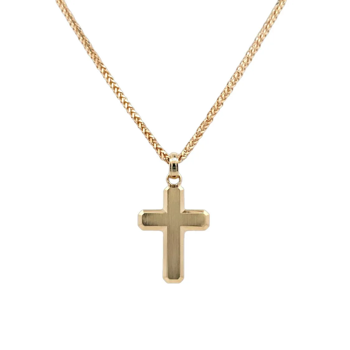 Gabriel & Co. Yellow Gold Brushed Cross Pendant