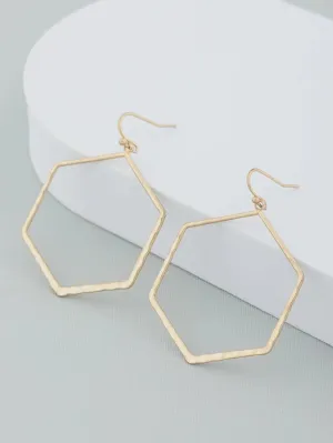 GEOMETRIC SHAPED CUT OUT SLANT EARRINGS ALLOY EARRINGS