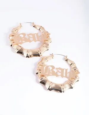 Gold Babe Bamboo Hoop Earrings