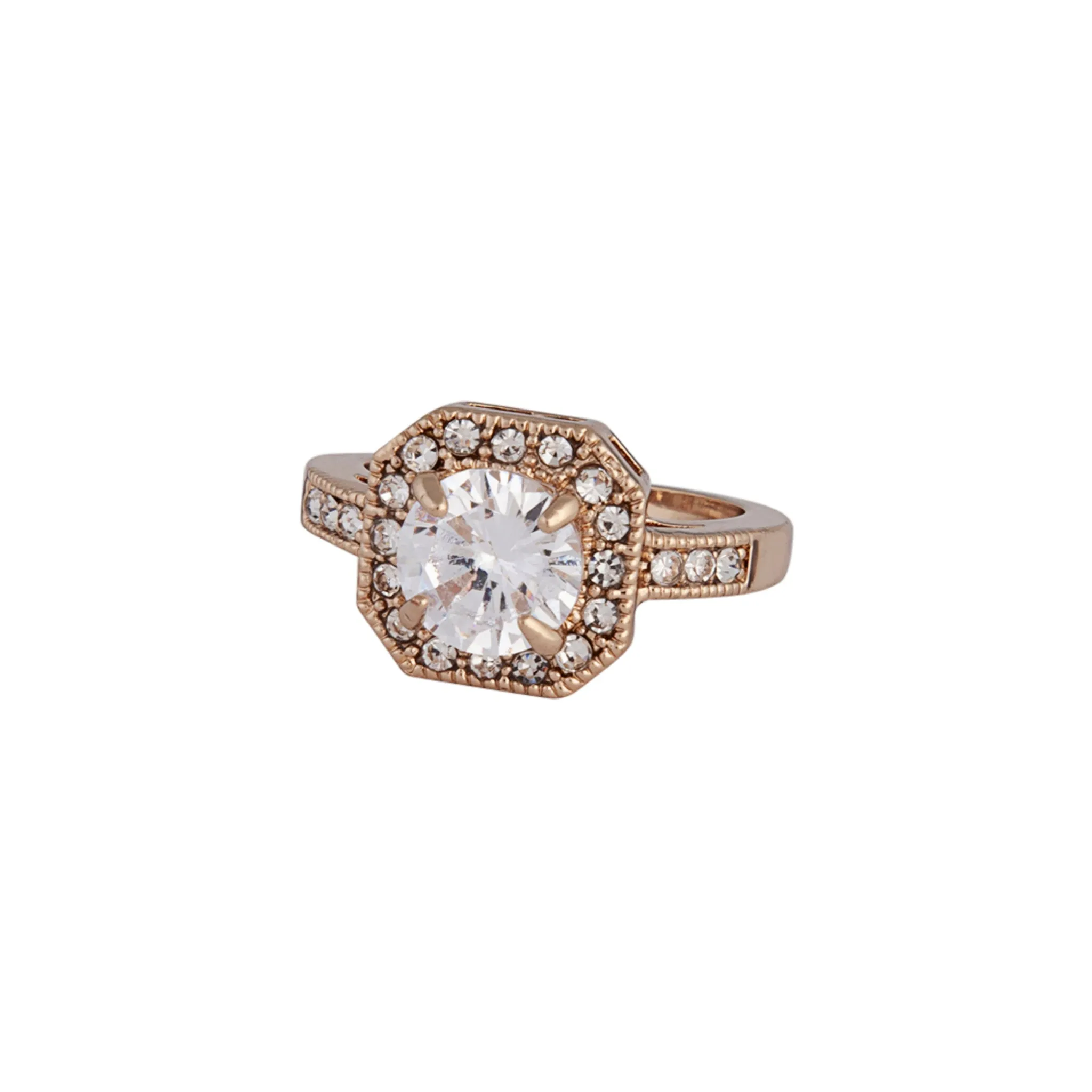 Gold Cubic Zirconia Square Surround Ring