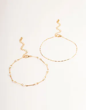 Gold Freshwater Pearl Anklet Pack