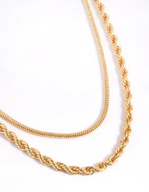 Gold Plated Twisted Snake Chain Necklace