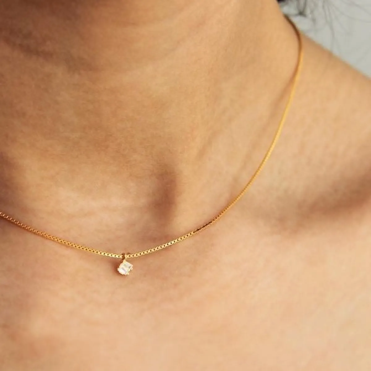 Gold Plated Zircon Pendant Necklace