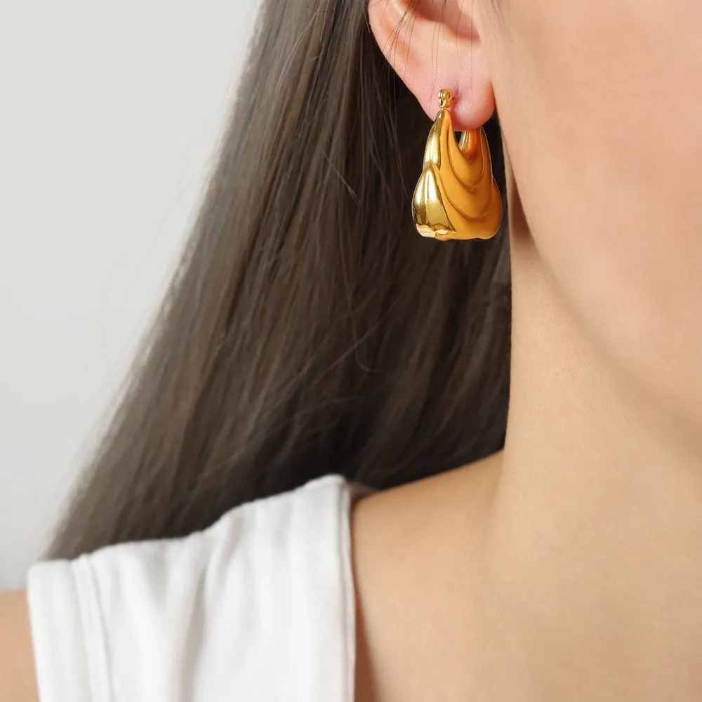 Golden Geometric Layered Earrings for Stylish Women