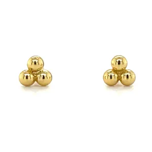 Golden Triple Ball Earrings