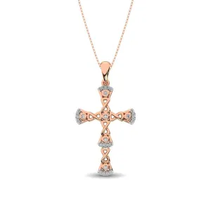 Gothic Style Diamond 1/6 Ct.Tw Cross Pendant in 10K Rose Gold