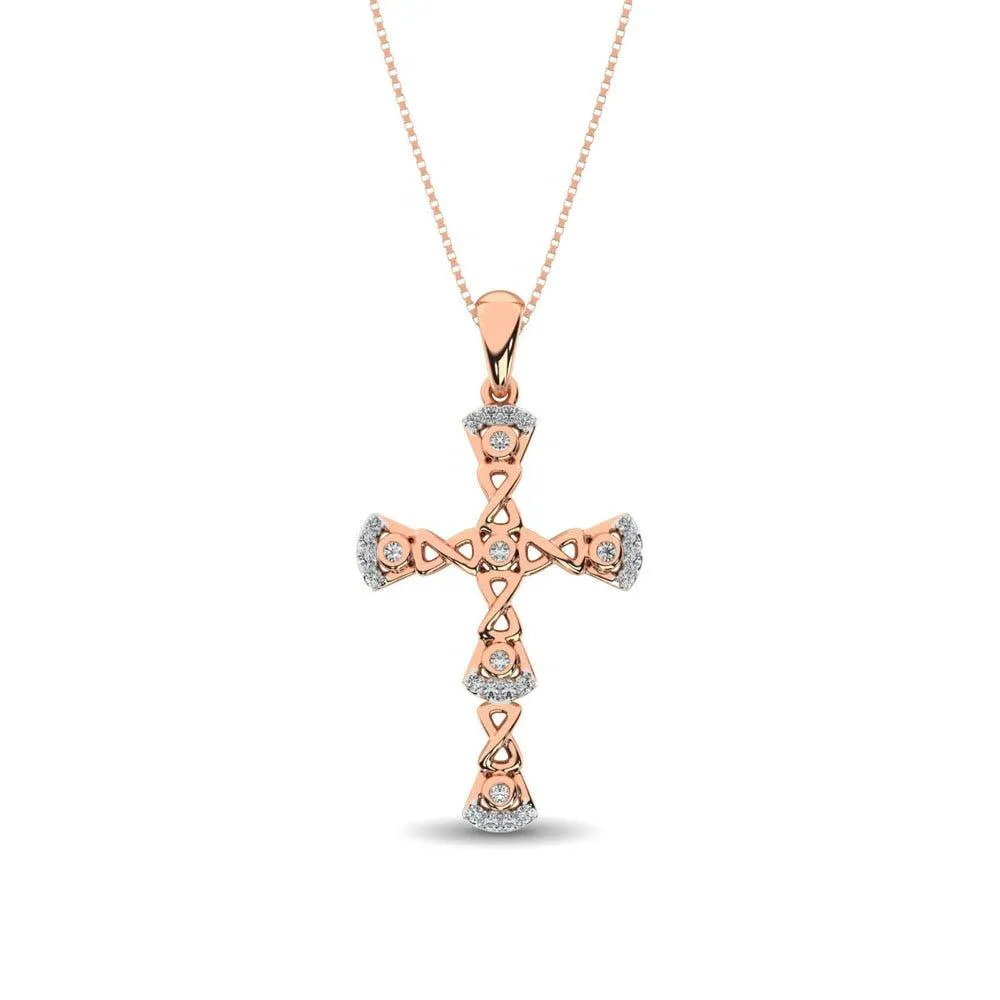 Gothic Style Diamond 1/6 Ct.Tw Cross Pendant in 10K Rose Gold