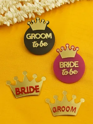 Groom To Be   Bride To Be   Bride   Groom Brooch Set of 4