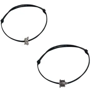 GURJARI JEWELLERS Adjustable Black Thread Anklet with BUTERFLY AND TURTOISE Oxidised Beads for Girls set of 2