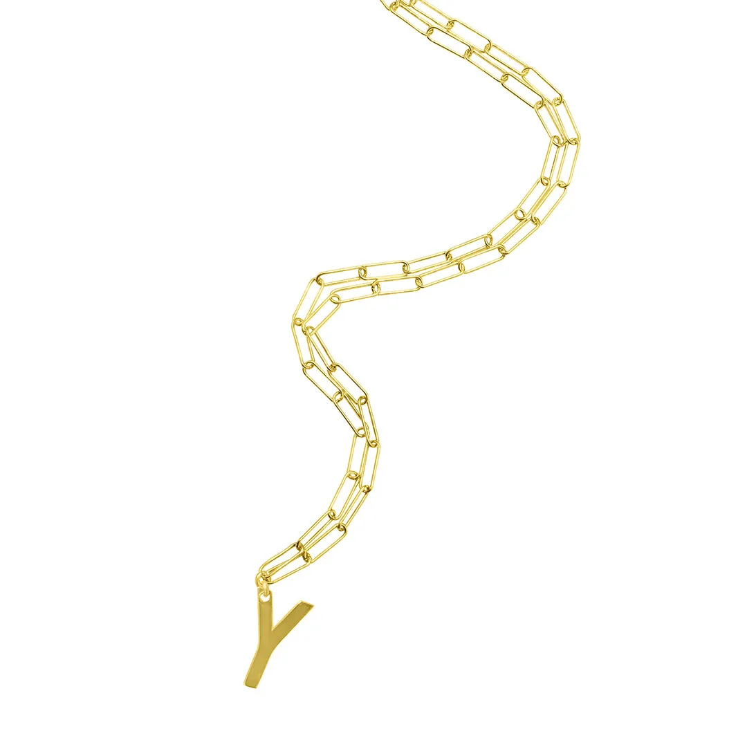 Initial Necklace Paper Clip Chain silver gold