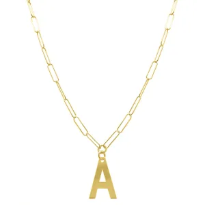 Initial Necklace Paper Clip Chain silver gold