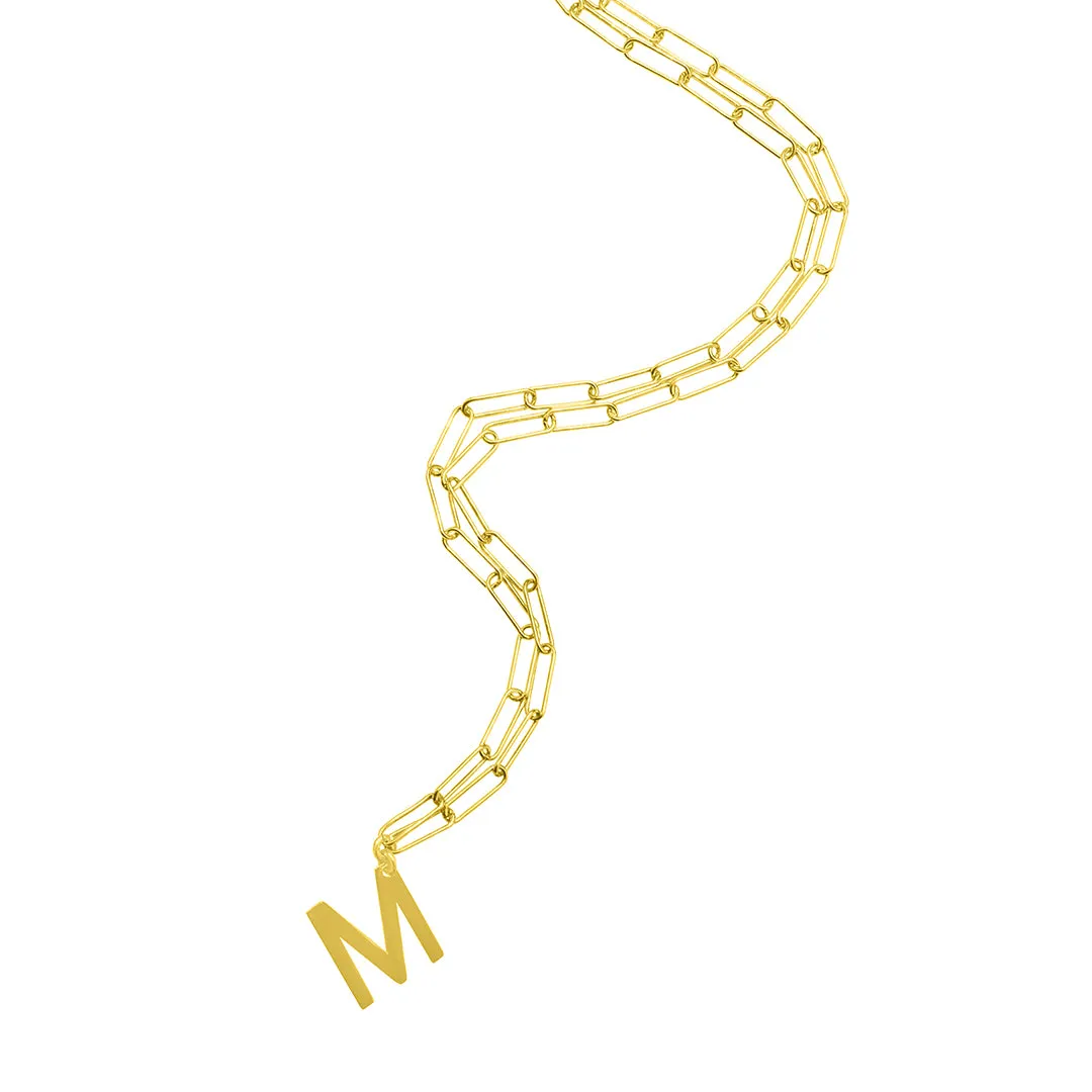 Initial Necklace Paper Clip Chain silver gold