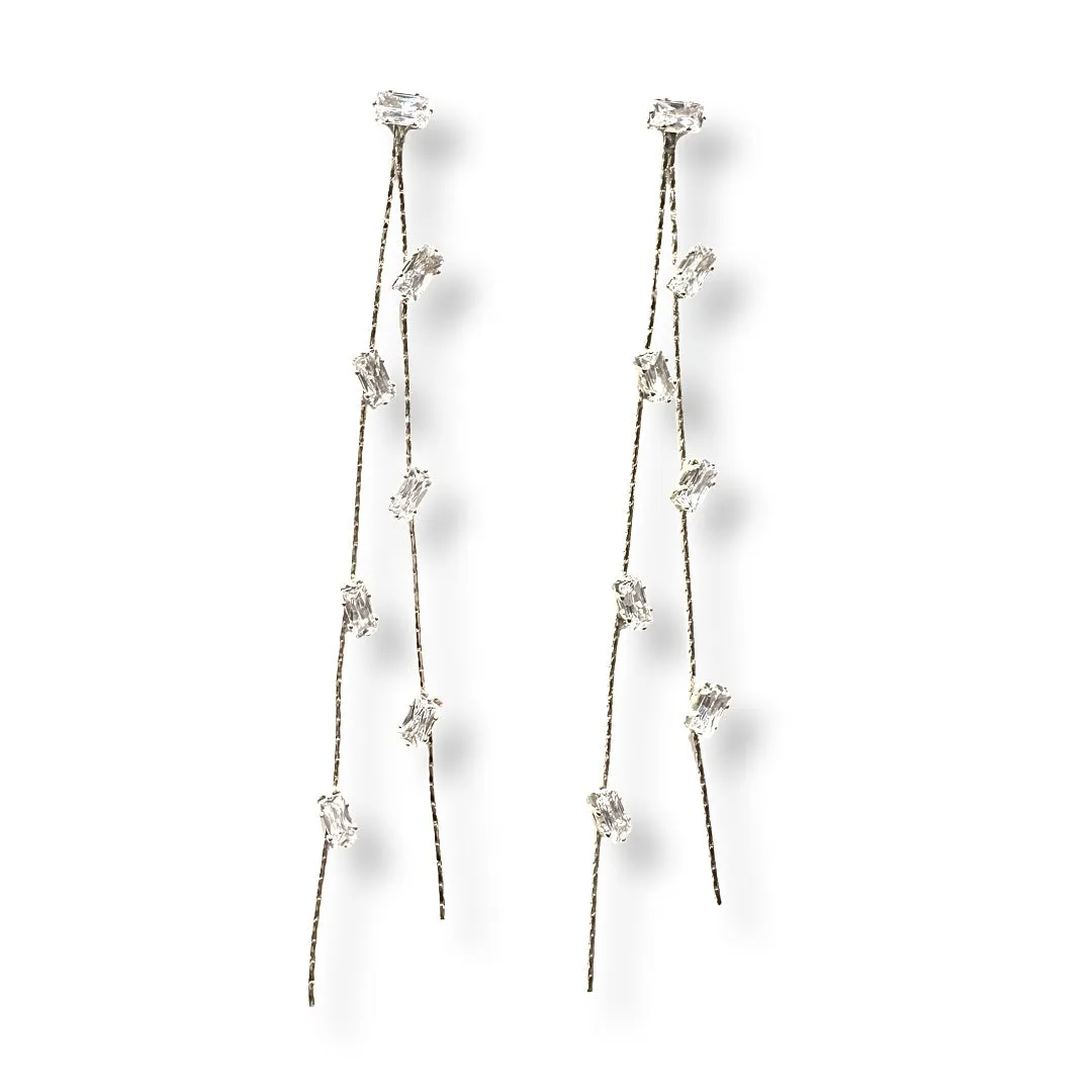 Krista Dainty Baguette Drop Earrings