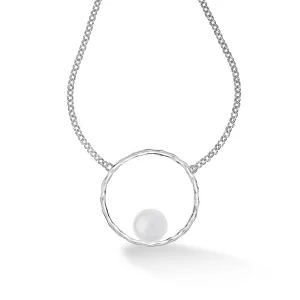 Large Open Circle & White Edison Pearl Necklace